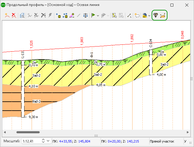 Геологический разрез с&nbsp;фиктивной скажиной